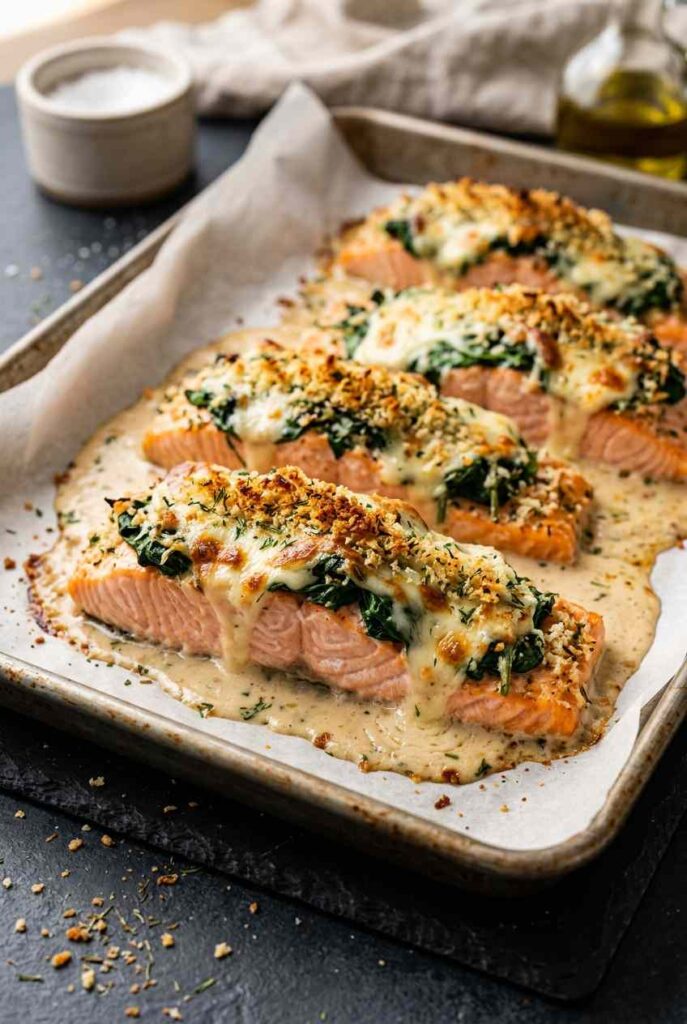 Salmon with Spinach and Mozzarella