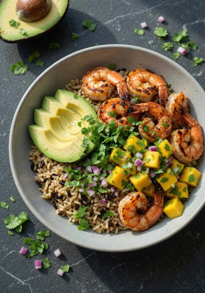Shrimp and Avocado Bowls with Mango