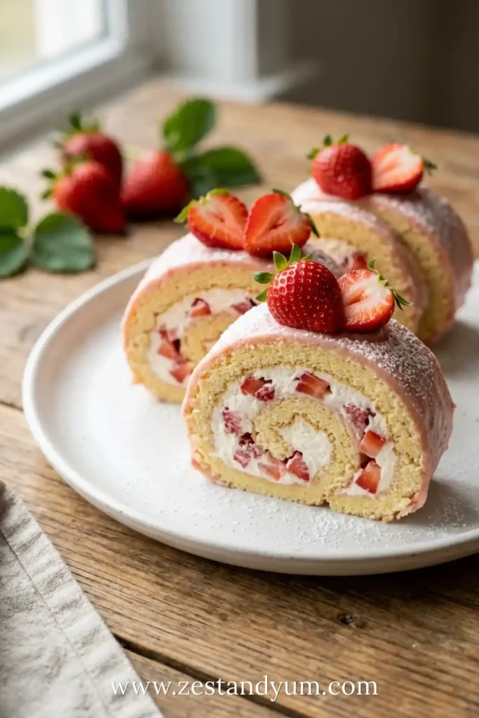 Strawberry Cream Roll Cake
