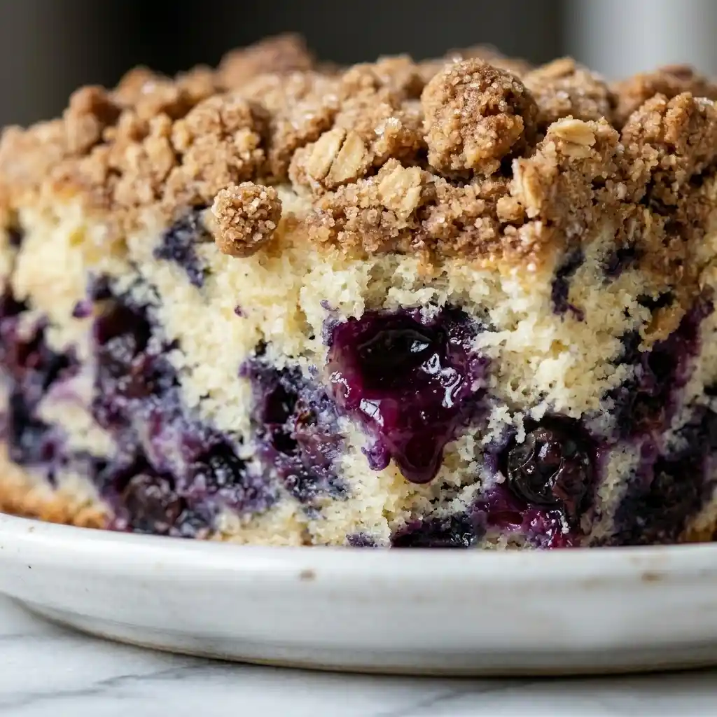 Cake cross section with blueberries