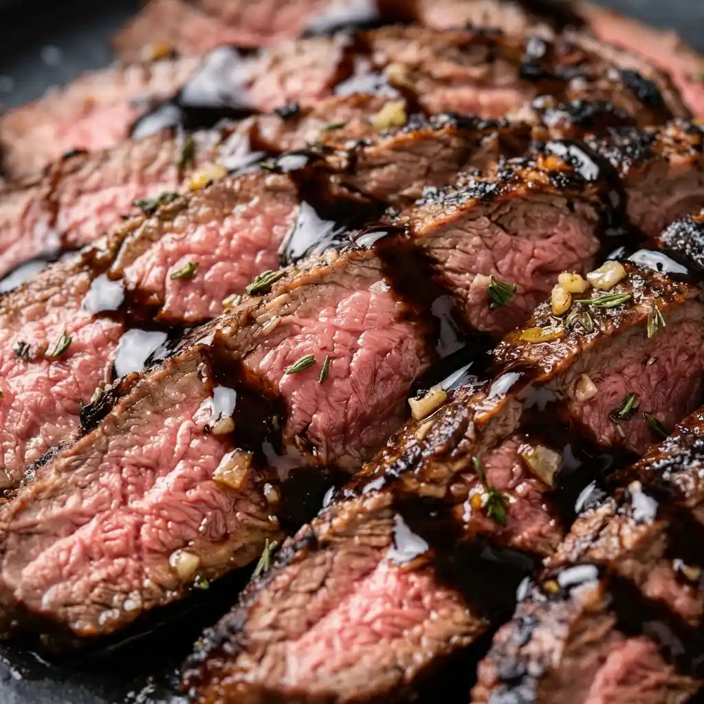 Grilled flank steak with glaze