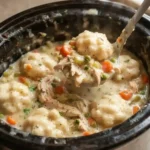 Crockpot creamy gluten-free chicken and dumplings